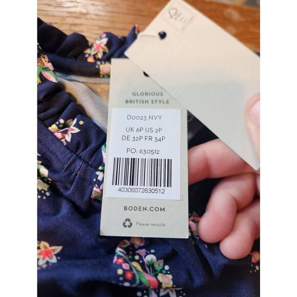 NWT Boden Clara jersey dress in navy, pretty bird print sz 2P - Picture 4 of 6